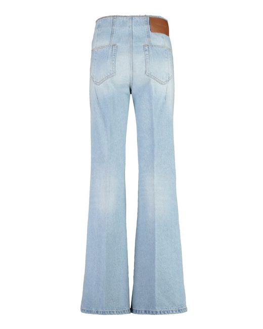 Victoria Beckham Blue High-Rise Flared Jeans