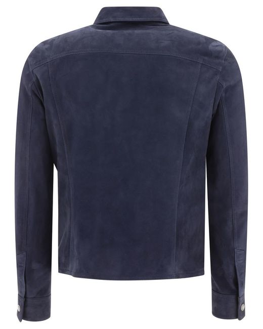 Tom Ford Blue Suede Jacket With Flap Pockets for men