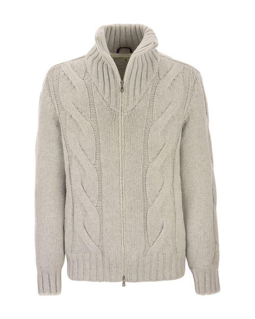 Brunello Cucinelli Natural Cashmere Knit Outerwear With Down Filling for men