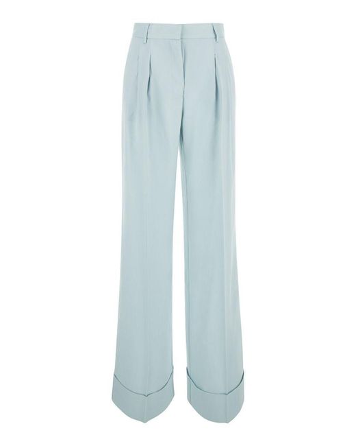 ANDAMANE Blue Light Straight Pants With Pinces
