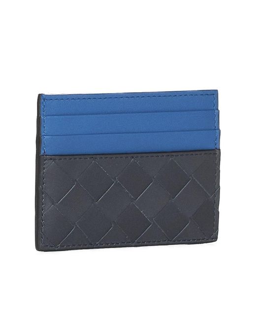 Bottega Veneta Blue Intrecciato Leather Card Holder for men