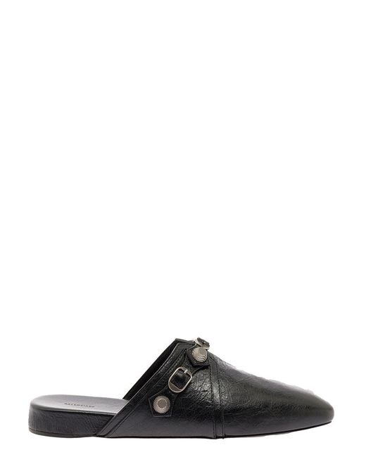 Balenciaga 'cagole' Black Mule Flat With Studs In Leather Man for men