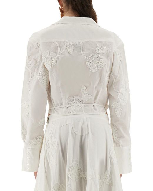 ROTATE BIRGER CHRISTENSEN White Wrap-Around Shirt Top