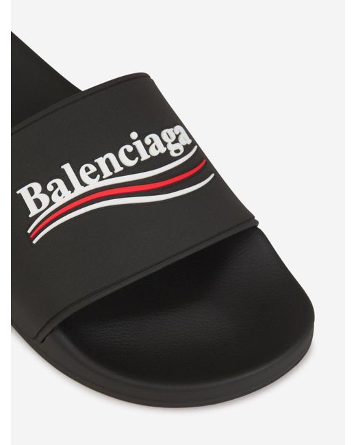 Balenciaga White Pool Logo Sandals for men