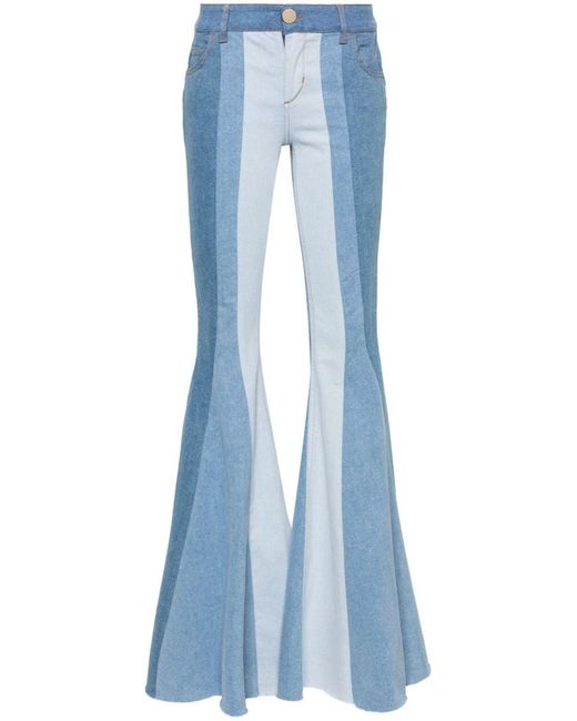 Liu Jo Blue Flared Stretch Cotton Patchwork Design Jeans