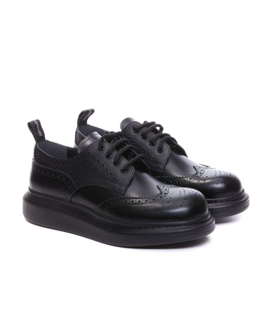 Alexander McQueen Black Leather Derby Low-Top Sneakers for men
