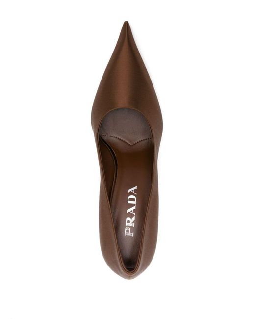 Prada Brown Pointed-Toe Satin Pumps
