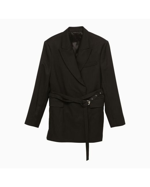 Acne Black Wool-blend Jacket With Belt