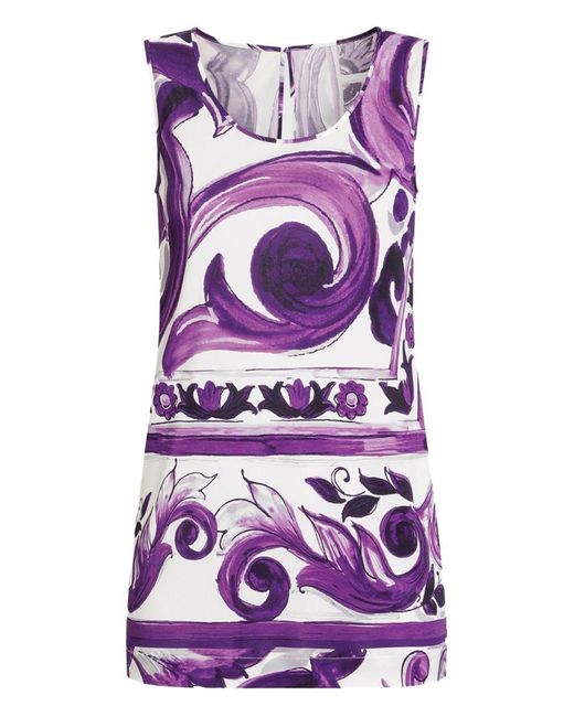 Dolce & Gabbana Women's Purple Maiolica Print Tank Top