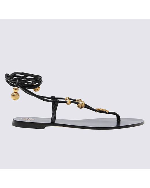 tory burch black leather sandals