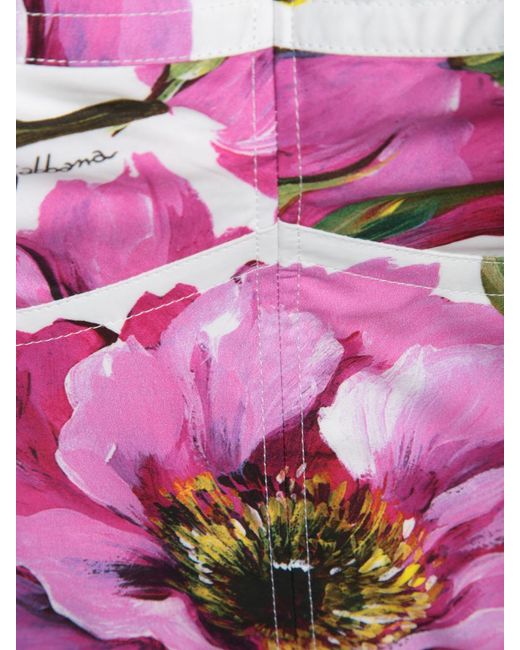 Dolce & Gabbana Pink Floral Crop Stretch-Cotton Blend Top