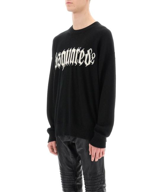 DSquared² Black Gothic Logo Sweater for men