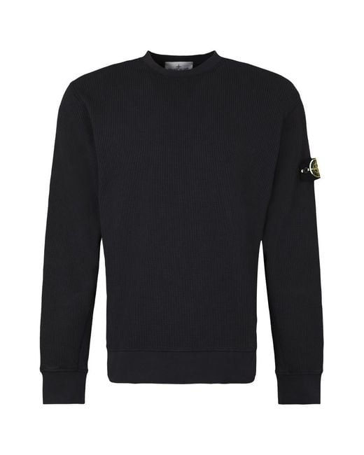 Stone Island Blue Cotton Crew-Neck Sweatshirt