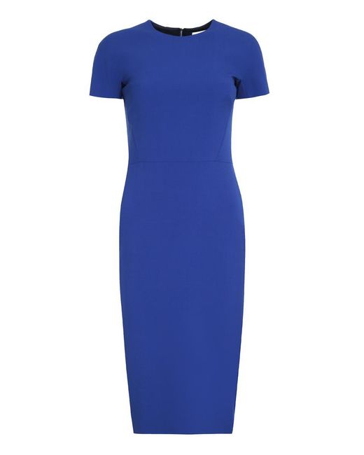 Victoria Beckham Blue Wool-Blend Dress