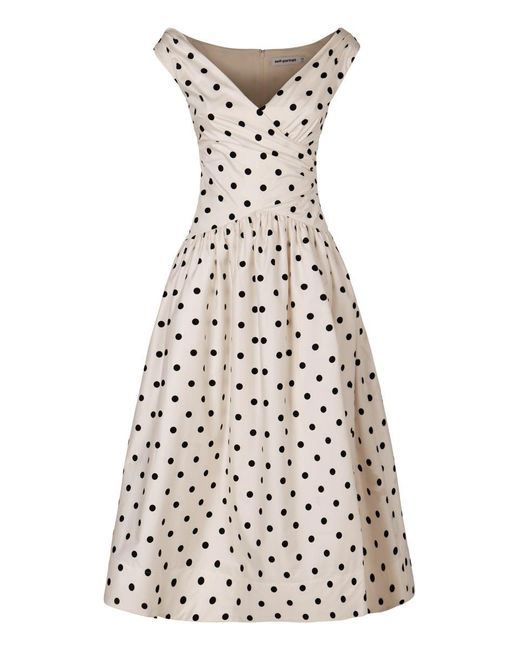 Self-Portrait Women's White Polka Dot Midi Dress