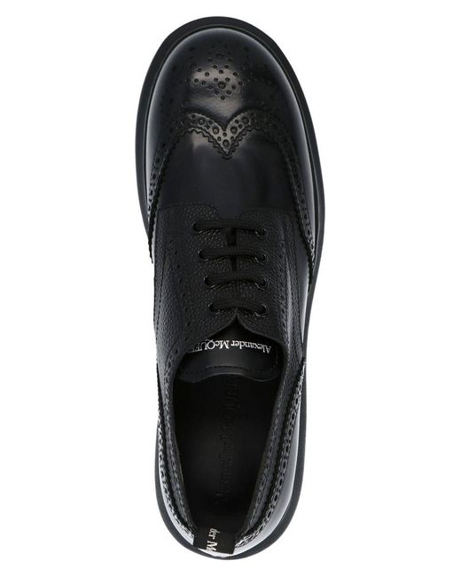 Alexander McQueen Black Leather Derby Low-Top Sneakers for men
