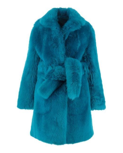Bottega Veneta Blue Lamb Fur Coat