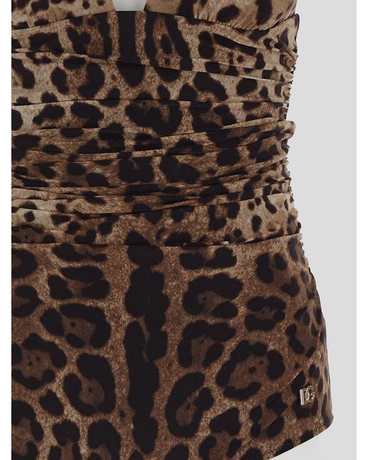 Dolce & Gabbana Black Leopard Print One-Piece Swimsuit