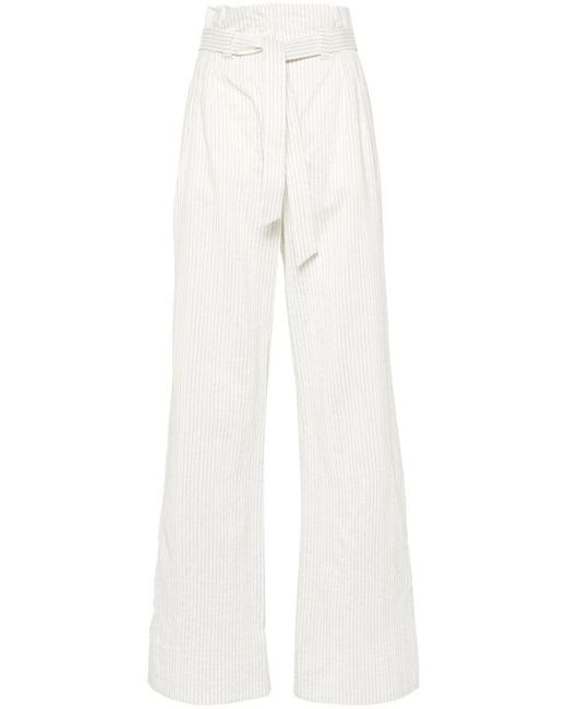 Max Mara White Cotton And Silk Blend Trousers