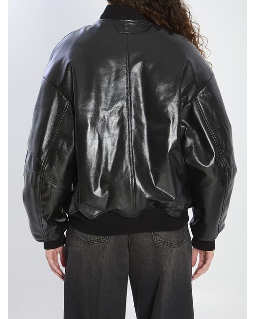 Salvatore Santoro Black Leather Bomber Jacket