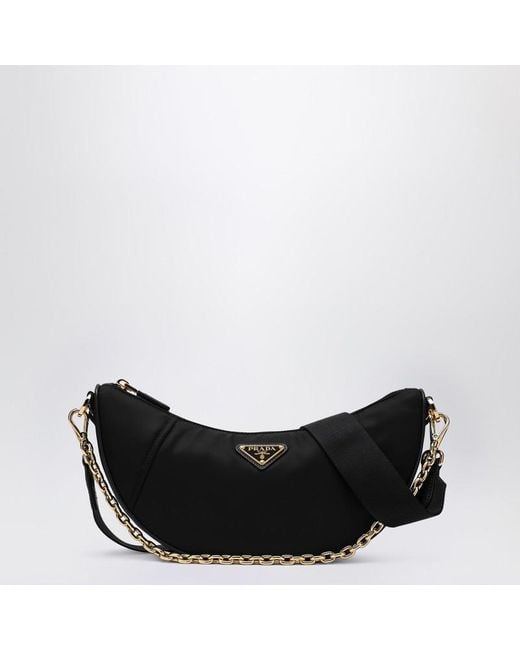 Prada Black Demi-lune Shoulder Bag In Re-nylon