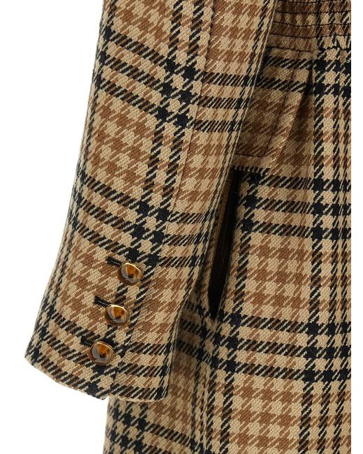 Valentino Garavani Natural Houndstooth Wool Coat