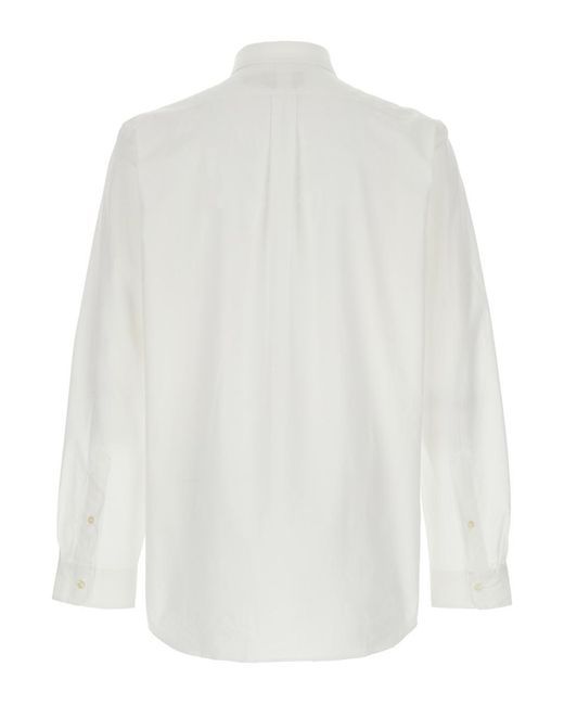 Polo Ralph Lauren White 'Custom Fit' Shirt With Button-Down Colllar And Pony Embroidery On The Front for men