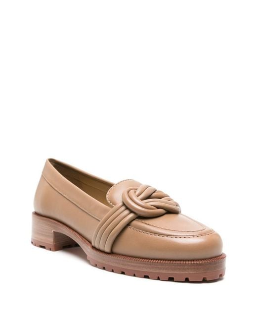 Alexandre Birman Brown Knot-detailing Leather Loafers