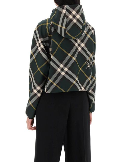 Burberry Green Lightweight Check Cropped Jacket
