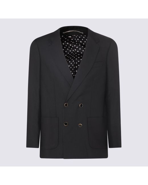 PT Torino Black Virgin Wool And Mohair Blend Blazer for men