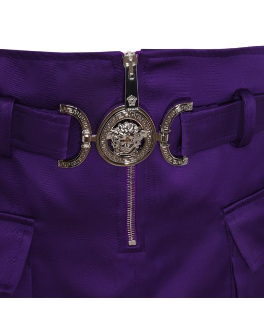 Versace Purple 'medusa '95' Cargo Mini-skirt