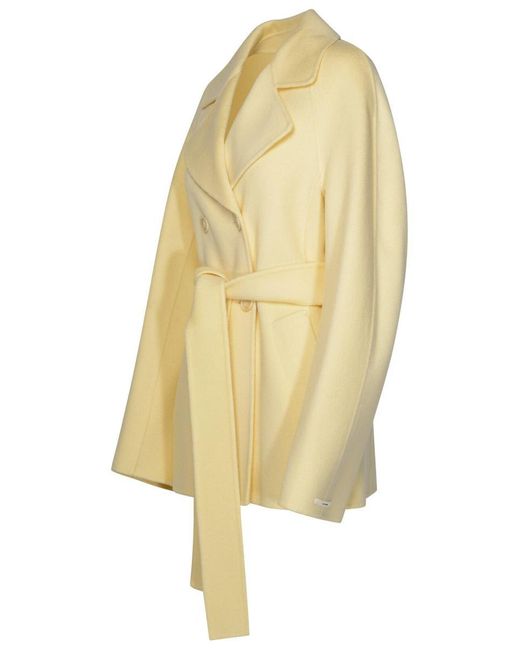 Sportmax Yellow Ivory Wool Blend Coat