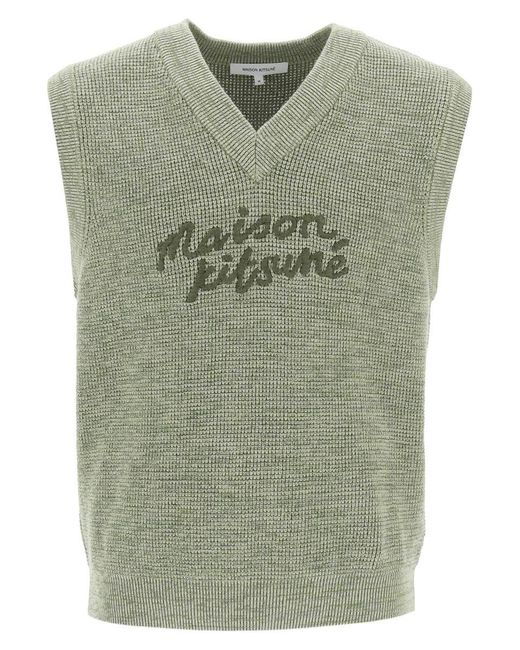 Maison Kitsuné Green "Oversized Vest With Embroidered Logo for men