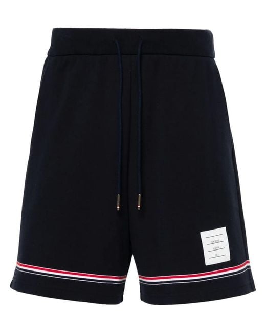 Thom Browne Blue Cotton Shorts for men