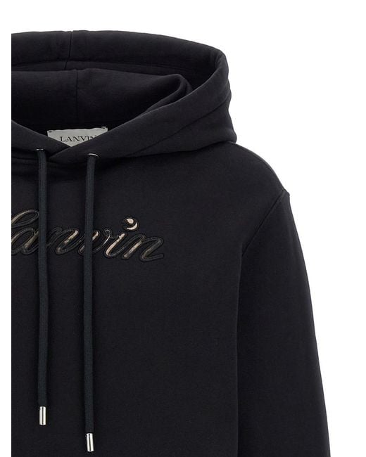 Lanvin Blue Comfort Fit Fleece Cotton Hoodie for men