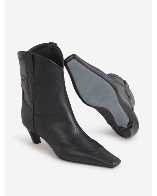 Khaite Black Leather Dallas Boots