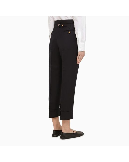 Thom Browne Black Wool Trousers With Lapels