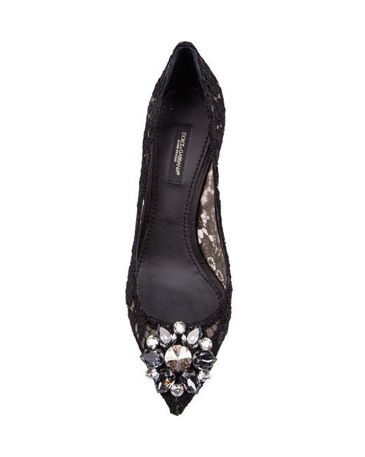 Dolce & Gabbana Black Bellucci Lace Pumps Taormina With Embroidery