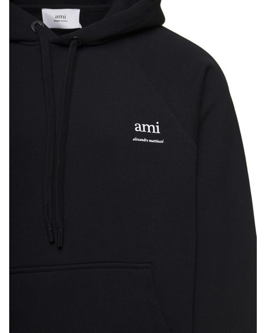 AMI Black Hoodie With Logo Detail for men