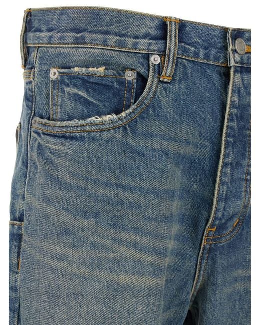 Purple Brand Blue 'Hadley Vintage' Jeans With Ripped Detail On The Front And Logo Patch On The Rear for men