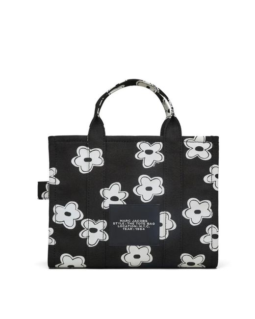 Marc Jacobs Black Daisy Canvas Tote Bag