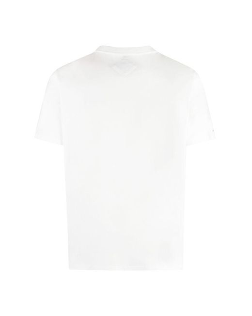 MCM White Cotton Crew-Neck T-Shirt for men