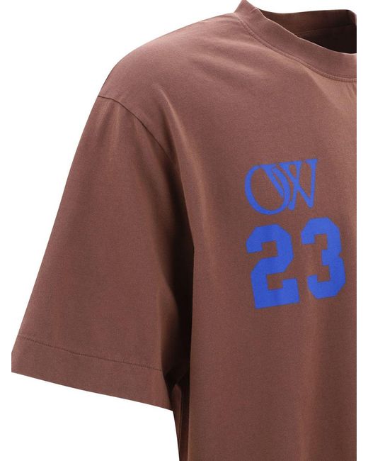 Off-White c/o Virgil Abloh Brown Off- "23 Varsity Skate" T-Shirt for men