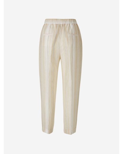 Peserico White Striped Linen Pants