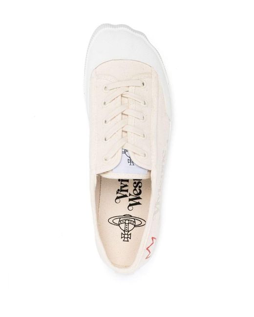 Vivienne Westwood White Logo Canvas Sneakers for men