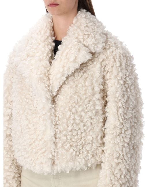 Stand Studio Natural Samara Curly Faux Fur Jacket