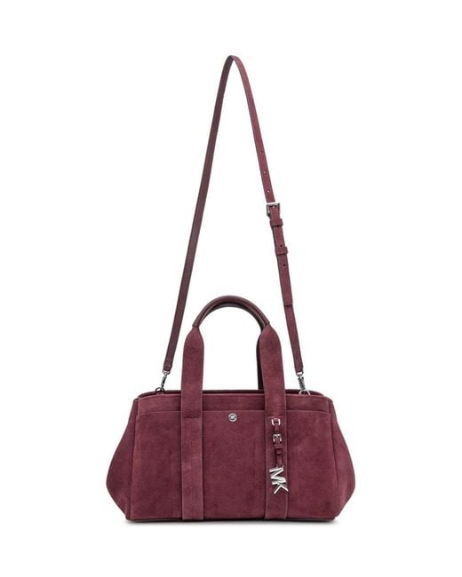 Michael Kors Purple Suede Satchel Bag With Charm Logo
