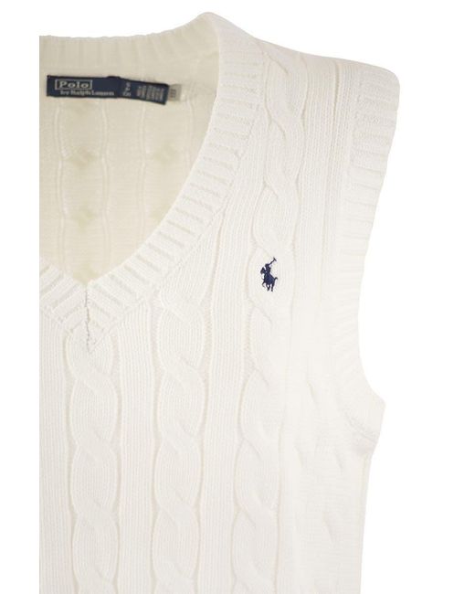 Polo Ralph Lauren Natural Plaited Cotton V-Neck Waistcoat