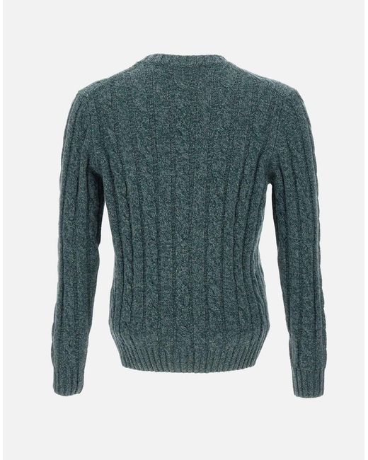 FILIPPO DE LAURENTIIS Blue Braided Merino Wool Sweater for men