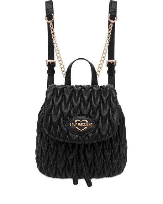 Love Moschino Black Matelassé Backpack